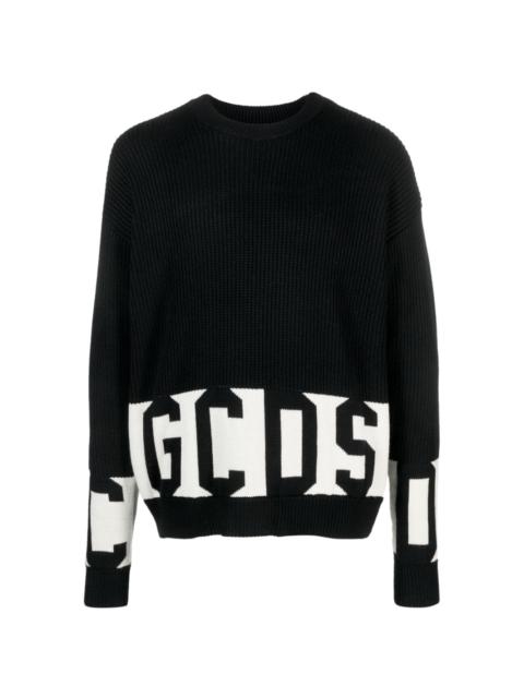 GCDS logo intarsia-knit crew-neck jumper