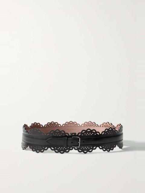 Laser-cut leather waist belt