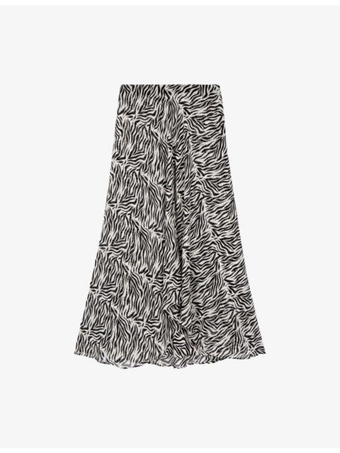 The Kooples Graphic-Print High-Rise Woven Midi Dress