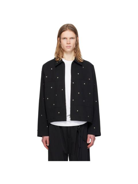 Song for the Mute Black 'Metal Bead' Crop Patch Pocket Jacket