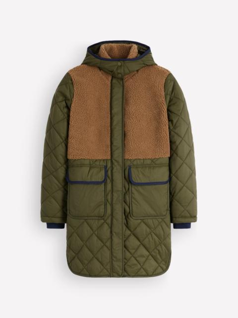 BODEN Borg Mix Coat-Woodland Green