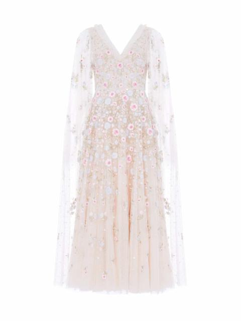 Needle & Thread Ethereal Blooms Cape Sleeve Ankle Gown