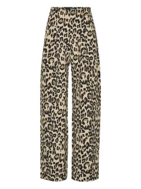 ROTATE pleated leopard-print trousers