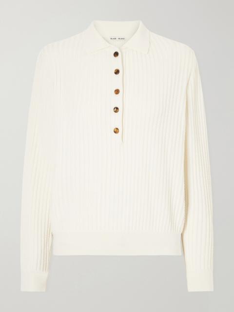 BLAZÉ MILANO Alegria Cable-knit And Silk And Cotton-blend Polo Sweater