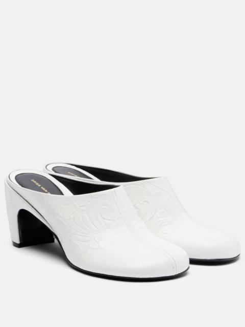Dries Van Noten 65 debossed leather mules