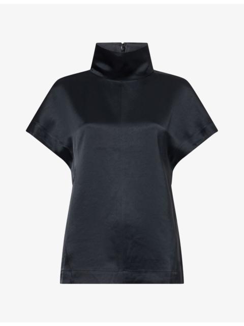 ANINE BING Samson High-Neck Satin Top