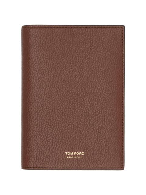 TOM FORD Tan Soft Grain Leather T Line Passport Holder