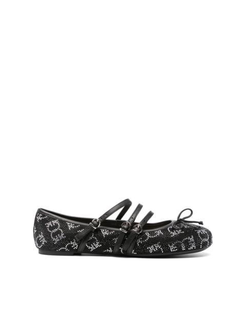 PINKO crystal-embellished ballet flats