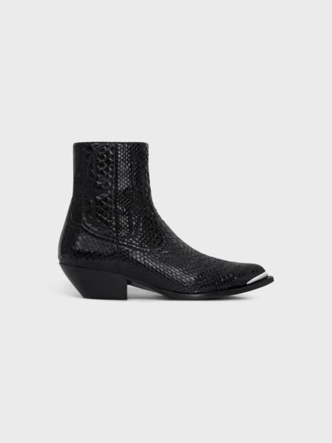 CELINE LEON ZIPPED BOOT WITH METAL TOE in SHINY PYTHON
