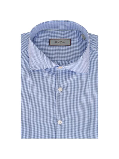 Canali micro-checked button-up shirt