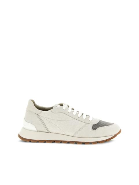 Brunello Cucinelli suede appliqué sneakers