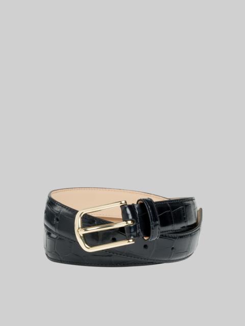 The Frankie Shop Dione Croc Leather Belt - Black