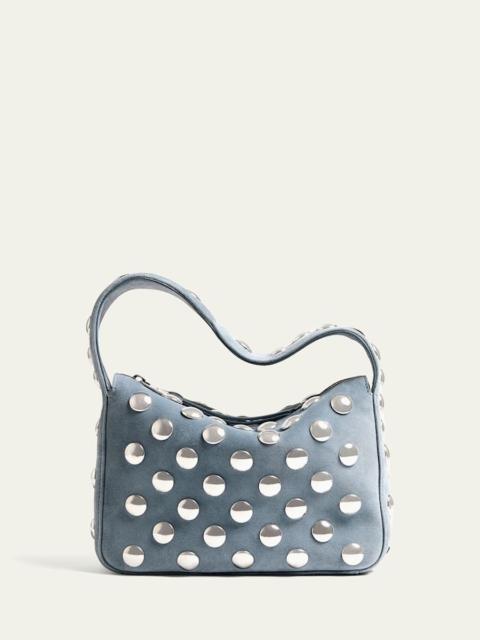 KHAITE Elena Small Studded Suede Top-Handle Bag