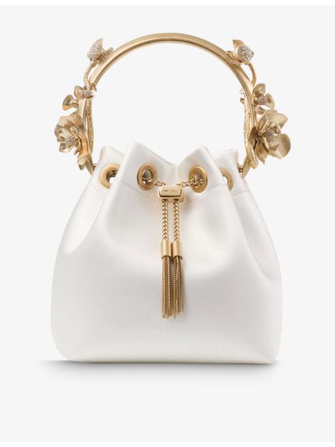JIMMY CHOO Bon Bon Flower-Embellished Satin Cross-Body Bag