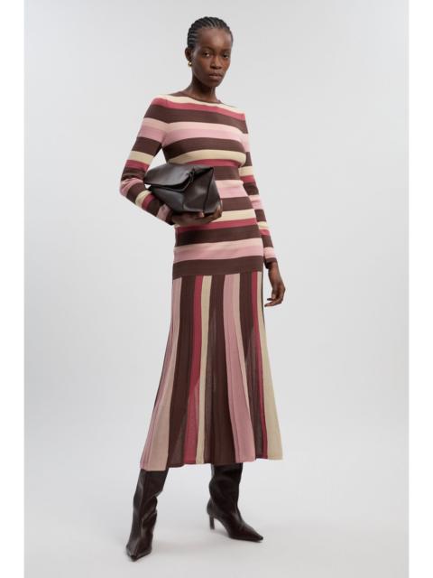 KAREN MILLEN Stripe Long Sleeve Knitted Maxi Dress
