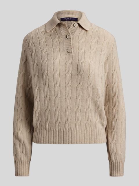 Ralph Lauren Lofty Cashmere Cable Knit Polo Sweater