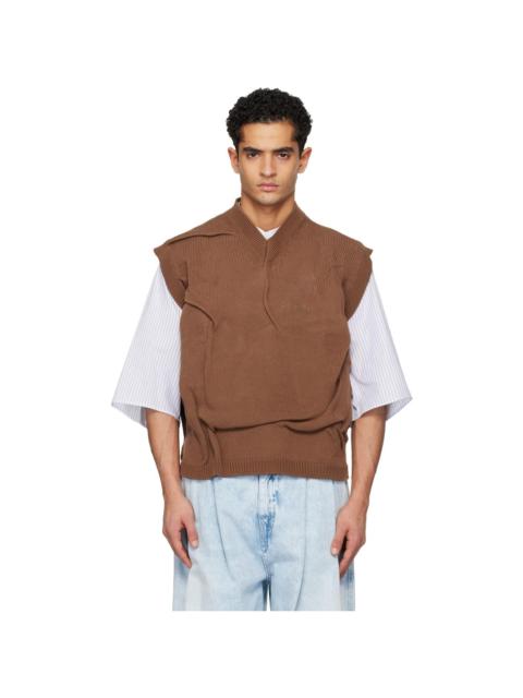 HED MAYNER Brown Knit Sweater Vest