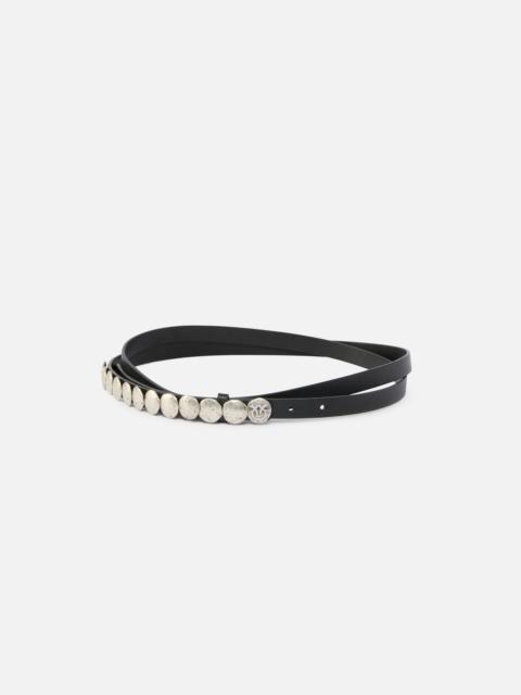 PINKO DOUBLE-WRAP LEATHER BELT WITH STUDS, 1.5 CM