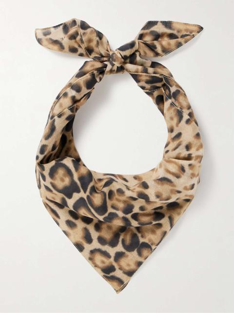 Leopard-Print Cotton-Voile Scarf