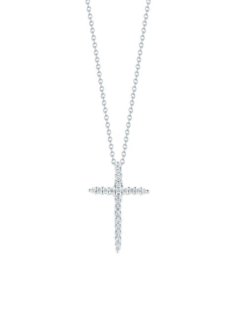 ROBERTO COIN Women's Tiny Treasures 0.1 TCW Diamond & 18K White Gold Cross Pendant Necklace - White Gold