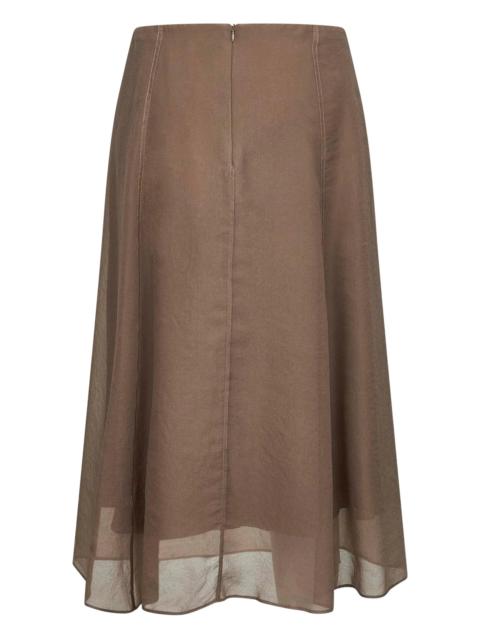 Brunello Cucinelli Stitching-detail A-line Midi Skirt