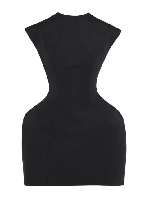 A.W.A.K.E. MODE Cotton-Blend Sculpted Mini Dress black