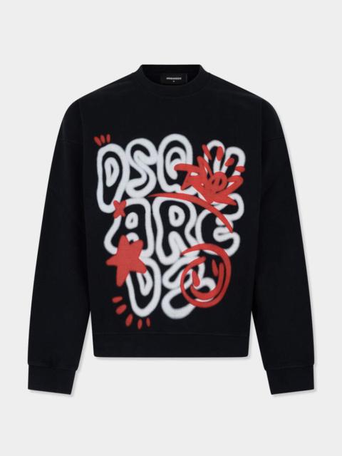 DSQUARED2 GRAFFITI RELAX FIT CREWNECK