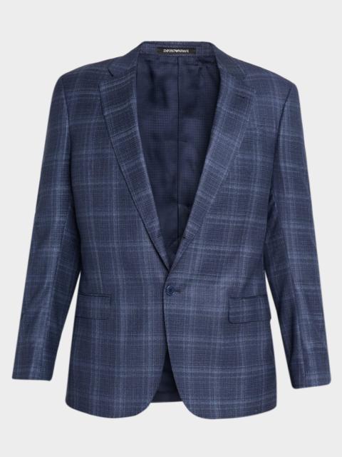 EMPORIO ARMANI Men's Wool and Viscose Tonal Plaid Sport Coat