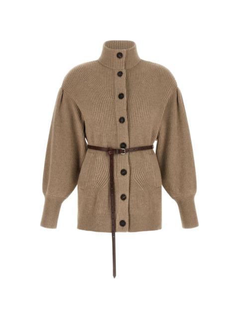 Brunello Cucinelli belted ribbed-knit wool cardigan