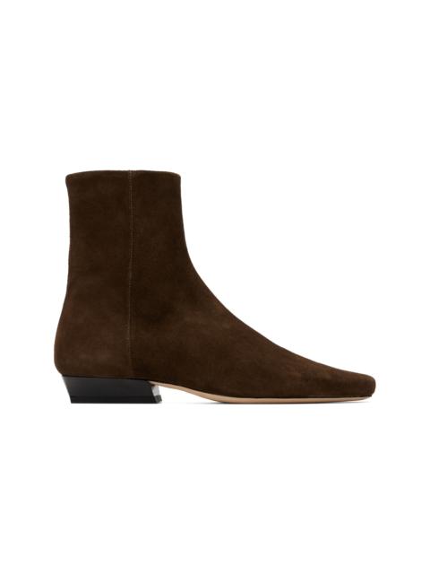 STAUD Brown Wally Flat Ankle Boots