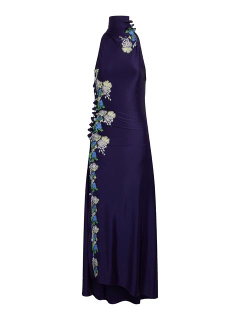 rabanne Embroidered Maxi Dress navy