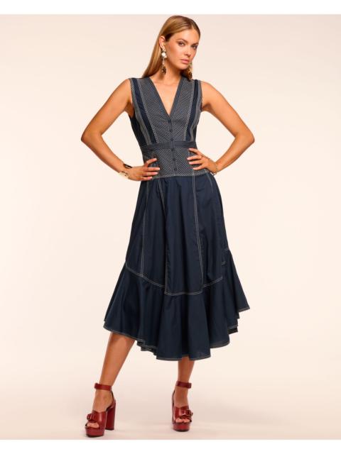 RAMY BROOK Grega Cotton Poplin V-Neck Midi Dress