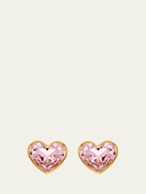 Oscar de la Renta Large Crystal Heart Stud Earrings