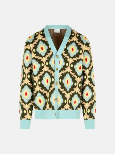 Drôle de Monsieur 'TAPISSERIE' KHAKI MERINO WOOL CARDIGAN