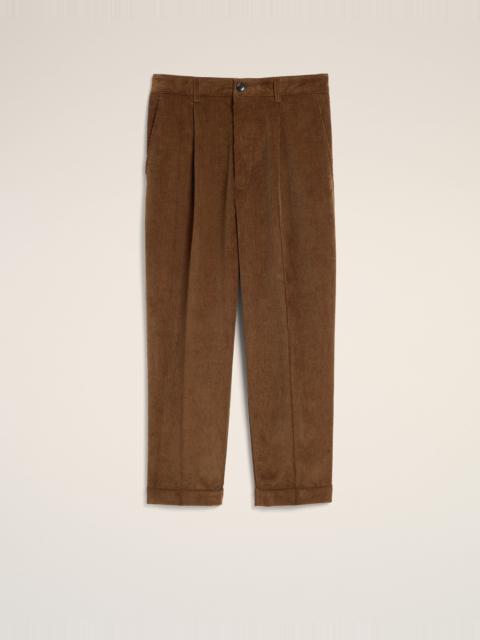 AMI Paris BROWN CARROT-FIT CORDUROY COTTON TROUSERS