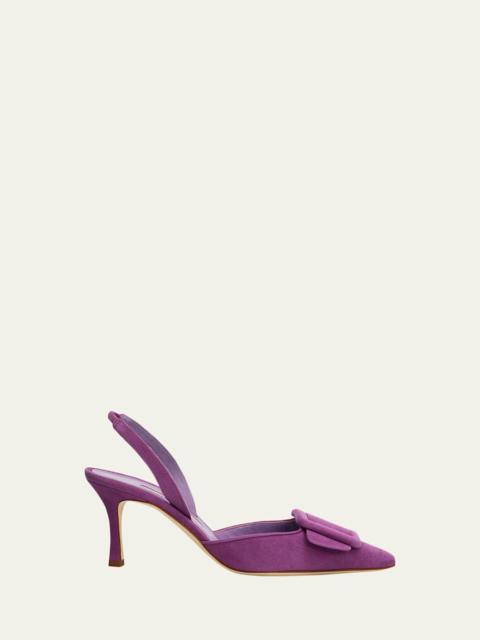 Manolo Blahnik 70mm Maysli Suede Slingback Pumps