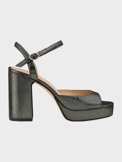 Stuart Weitzman Dayna II Leather Noir Ankle-Strap Platform Sandals