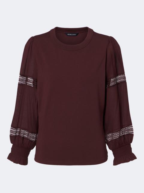 VERONICA BEARD Bellamie lace-trimmed cotton-blend jersey top