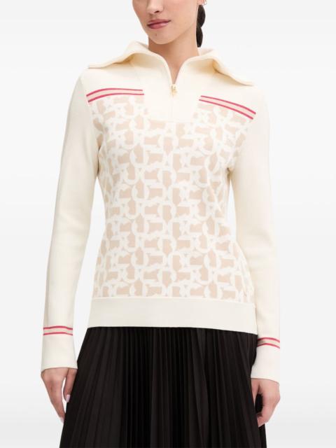 BOGNER Gine monogram-print quarter-zip sweater