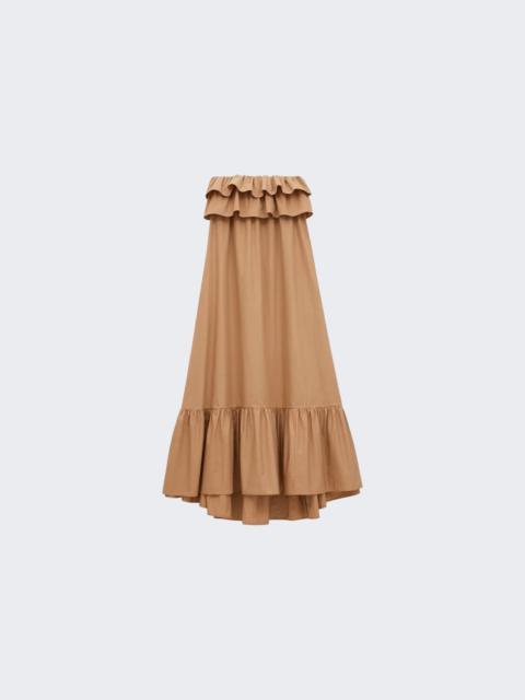 SAINT LAURENT Ruffled Dress In Cotton Serge Beige