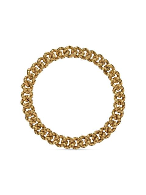 BALENCIAGA Women's Logo Necklace in Antique Gold