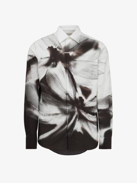 Alexander McQueen Men's Dragonfly Shadow Shirt in Black/white