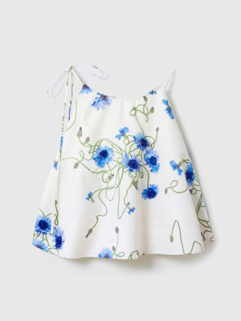 Stella McCartney Embroidered Cornflower Sleeveless Frill Top