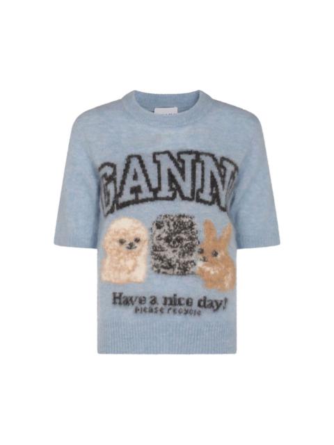 GANNI intarsia-knit top