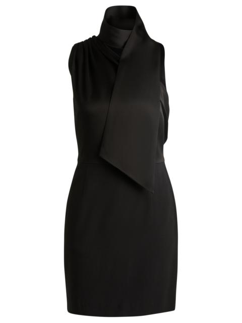 BOSS SLEEVELESS DRESS WITH ASYMMETRIC V NECKLINE AND SHAWL DETAIL