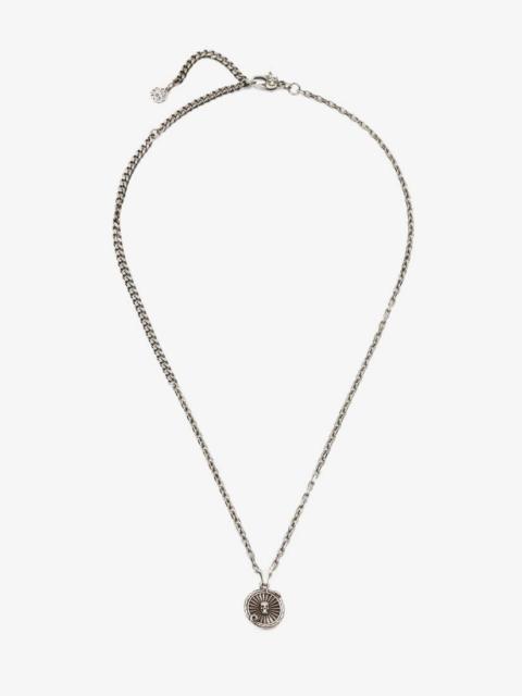 Alexander McQueen Snake Medallion Coin Necklace in Antique Silver