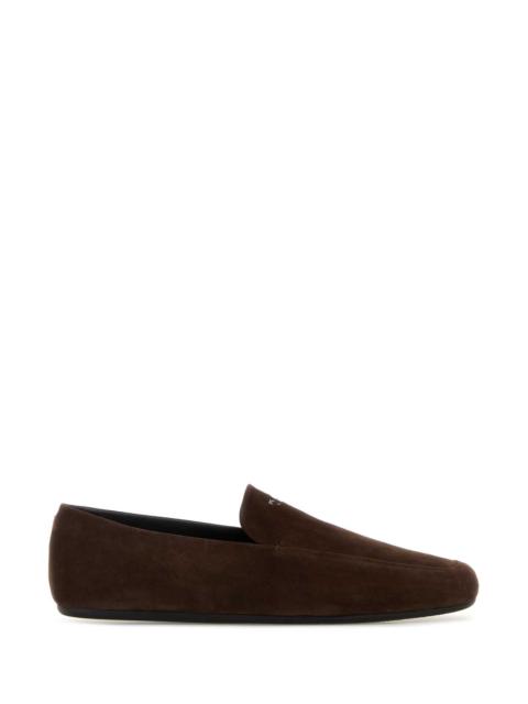 Prada Brown Suede Loafers Moro Mocassini