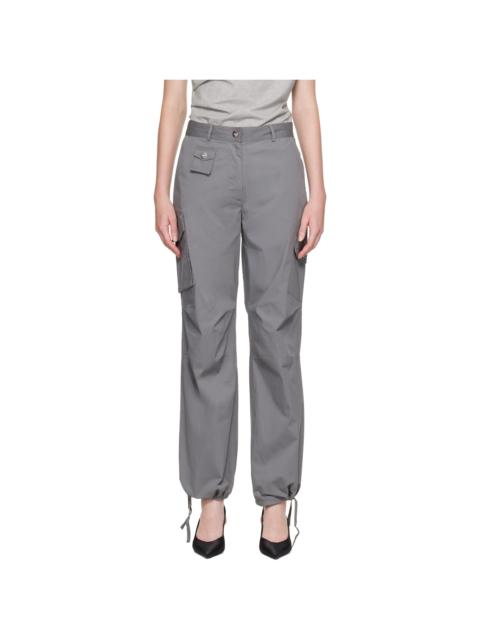 GANNI Gray Stretch Cotton Pocket Cargo Pants