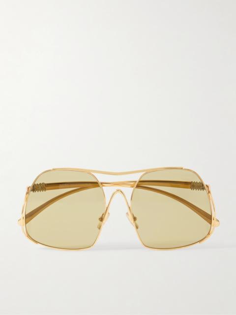 Miu Miu Square-frame Gold-tone Sunglasses