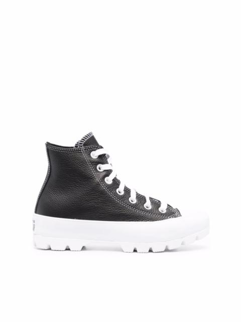 Converse logo-patch lugged leather trainers